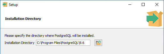 Screenshot Einstellung Installationsverzeichnis PostgreSQL