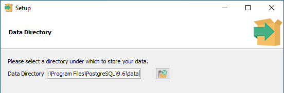 Screenshot Einstellung Datenverzeichnis PostgreSQL