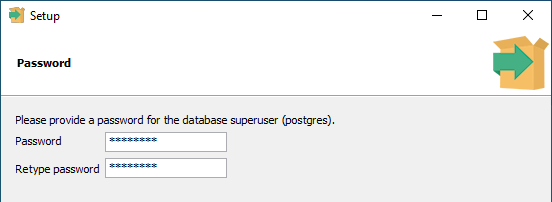 Screenshot Einstellung Passwort PostgreSQL