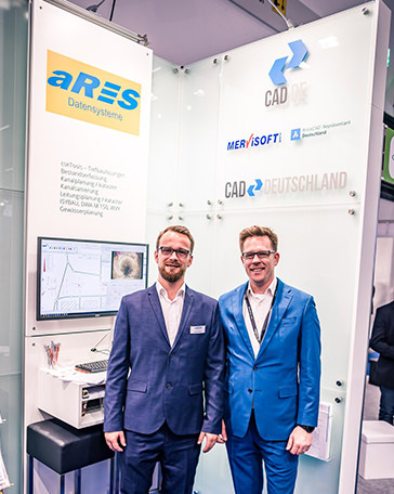 Peter Müller (aRES) und Dirk Redmer (MERViSOFT) v.l. auf der INTERGEO 2018