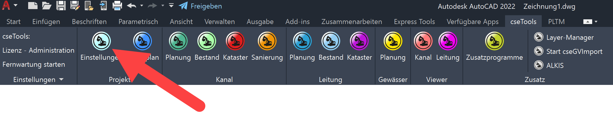 Projekteigenschaften im Ribbonmenü Screenshot Projekteigenschaften im Ribbonmenü