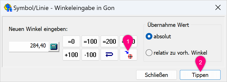Screenshot Funktion zum Drehen von Symbolen